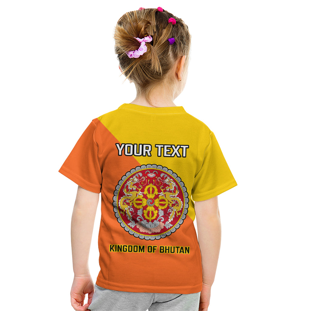 Personalised Bhutan National Day Kid T Shirt Coat Of Arms Mix Flag Style - Wonder Print Shop