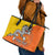 Personalised Bhutan National Day Leather Tote Bag Coat Of Arms Mix Flag Style - Wonder Print Shop