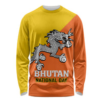 Personalised Bhutan National Day Long Sleeve Shirt Coat Of Arms Mix Flag Style - Wonder Print Shop