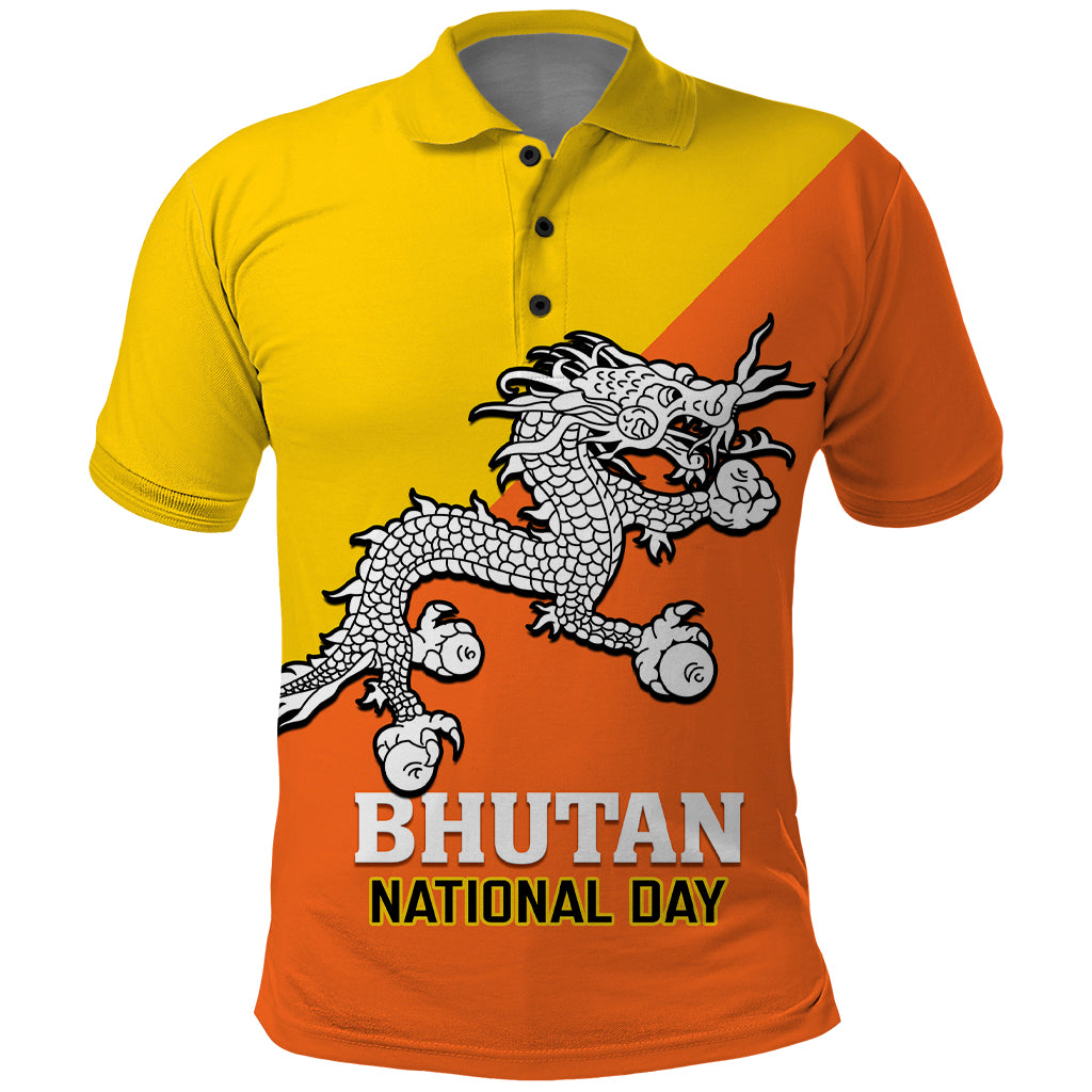 Personalised Bhutan National Day Polo Shirt Coat Of Arms Mix Flag Style - Wonder Print Shop