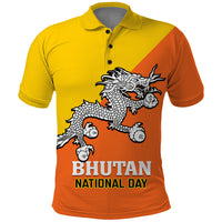 Personalised Bhutan National Day Polo Shirt Coat Of Arms Mix Flag Style - Wonder Print Shop