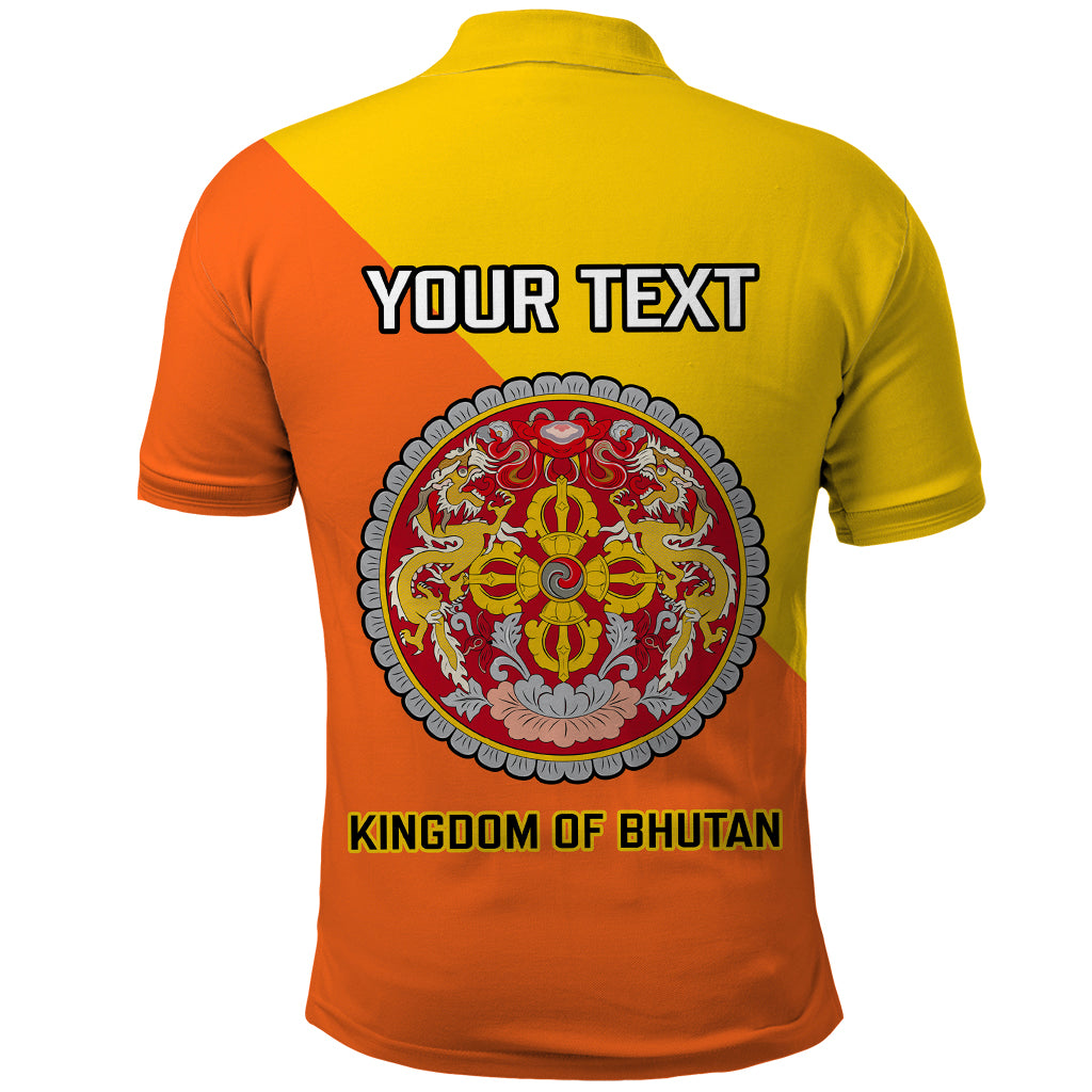 Personalised Bhutan National Day Polo Shirt Coat Of Arms Mix Flag Style - Wonder Print Shop