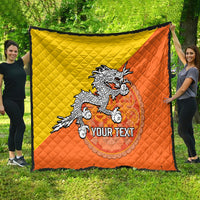 Personalised Bhutan National Day Quilt Coat Of Arms Mix Flag Style - Wonder Print Shop