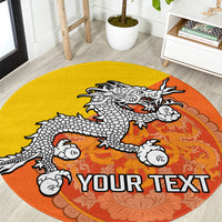 personalised-bhutan-national-day-round-carpet-coat-of-arms-mix-flag-style