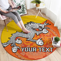 personalised-bhutan-national-day-round-carpet-coat-of-arms-mix-flag-style