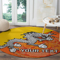 personalised-bhutan-national-day-round-carpet-coat-of-arms-mix-flag-style