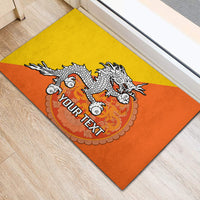 Personalised Bhutan National Day Rubber Doormat Coat Of Arms Mix Flag Style - Wonder Print Shop