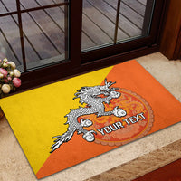 Personalised Bhutan National Day Rubber Doormat Coat Of Arms Mix Flag Style - Wonder Print Shop