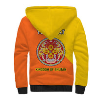 Personalised Bhutan National Day Sherpa Hoodie Coat Of Arms Mix Flag Style - Wonder Print Shop