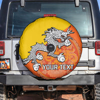 Personalised Bhutan National Day Spare Tire Cover Coat Of Arms Mix Flag Style - Wonder Print Shop