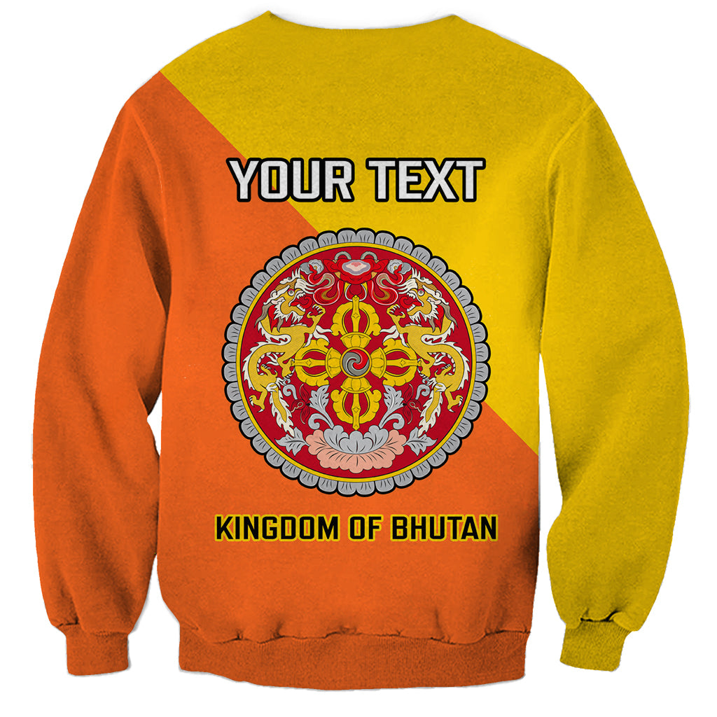 Personalised Bhutan National Day Sweatshirt Coat Of Arms Mix Flag Style - Wonder Print Shop