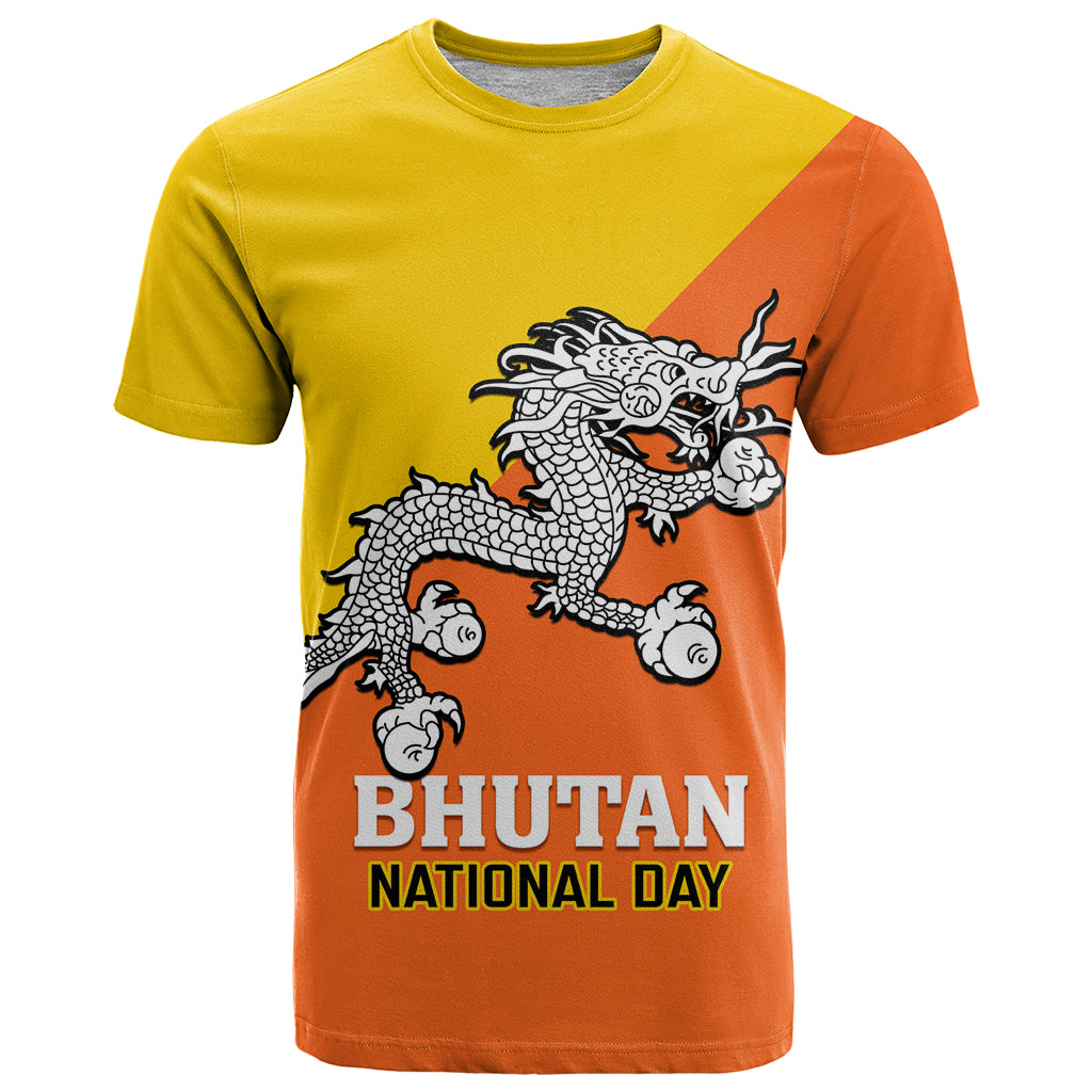 Personalised Bhutan National Day T Shirt Coat Of Arms Mix Flag Style - Wonder Print Shop