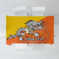 Personalised Bhutan National Day Tablecloth Coat Of Arms Mix Flag Style - Wonder Print Shop
