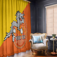 Personalised Bhutan National Day Window Curtain Coat Of Arms Mix Flag Style - Wonder Print Shop