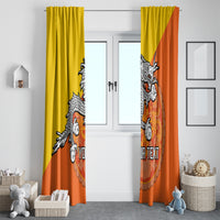 Personalised Bhutan National Day Window Curtain Coat Of Arms Mix Flag Style - Wonder Print Shop