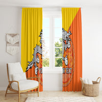 Personalised Bhutan National Day Window Curtain Coat Of Arms Mix Flag Style - Wonder Print Shop
