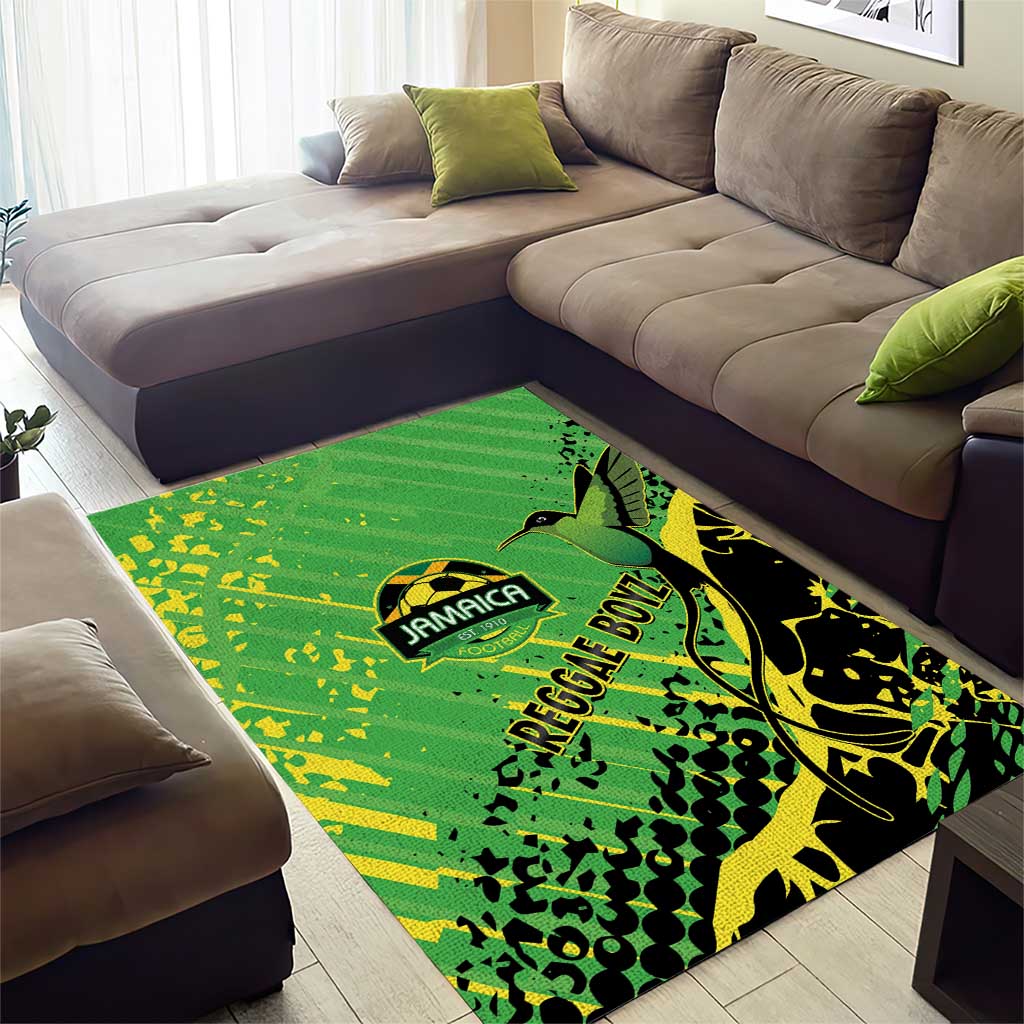 Jamaica Football Area Rug Come On Reggae Boyz Red-billed streamertail - Wonder Print Shop