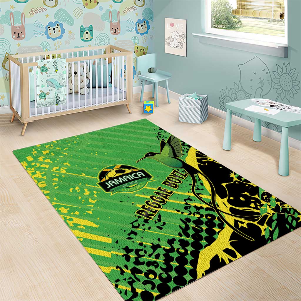 Jamaica Football Area Rug Come On Reggae Boyz Red-billed streamertail - Wonder Print Shop