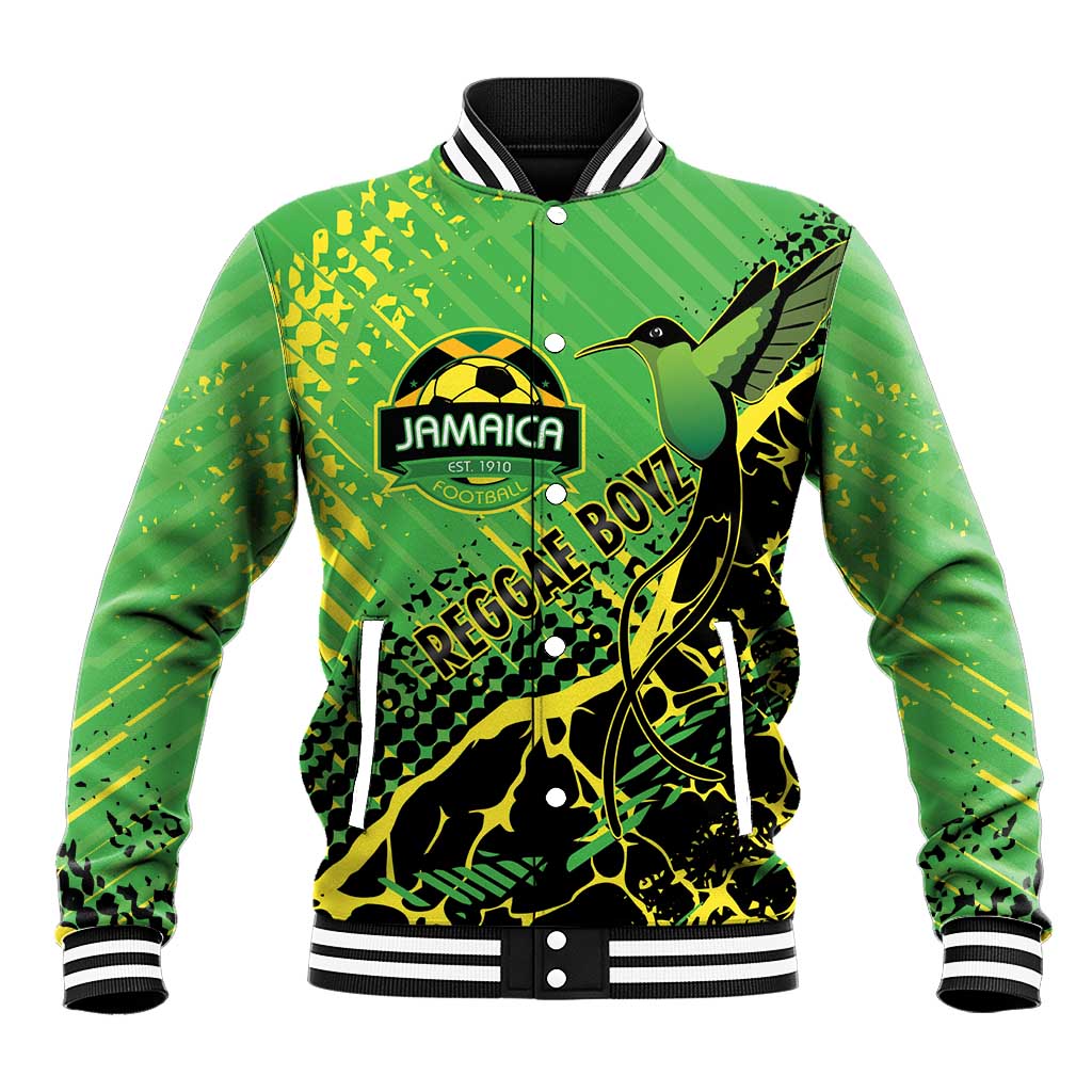 Custom Jamaica Football Baseball Jacket Come On Reggae Boyz Red-billed streamertail - Wonder Print Shop