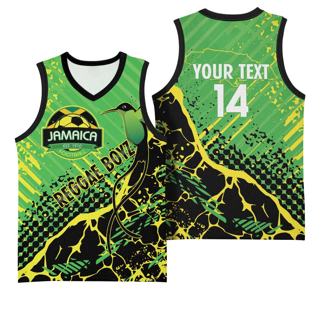 Custom Jamaica Football Basketball Jersey Come On Reggae Boyz Red-billed streamertail - Wonder Print Shop