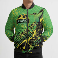 Custom Jamaica Football Bomber Puffer Jacket Come On Reggae Boyz Red-billed streamertail - Wonder Print Shop