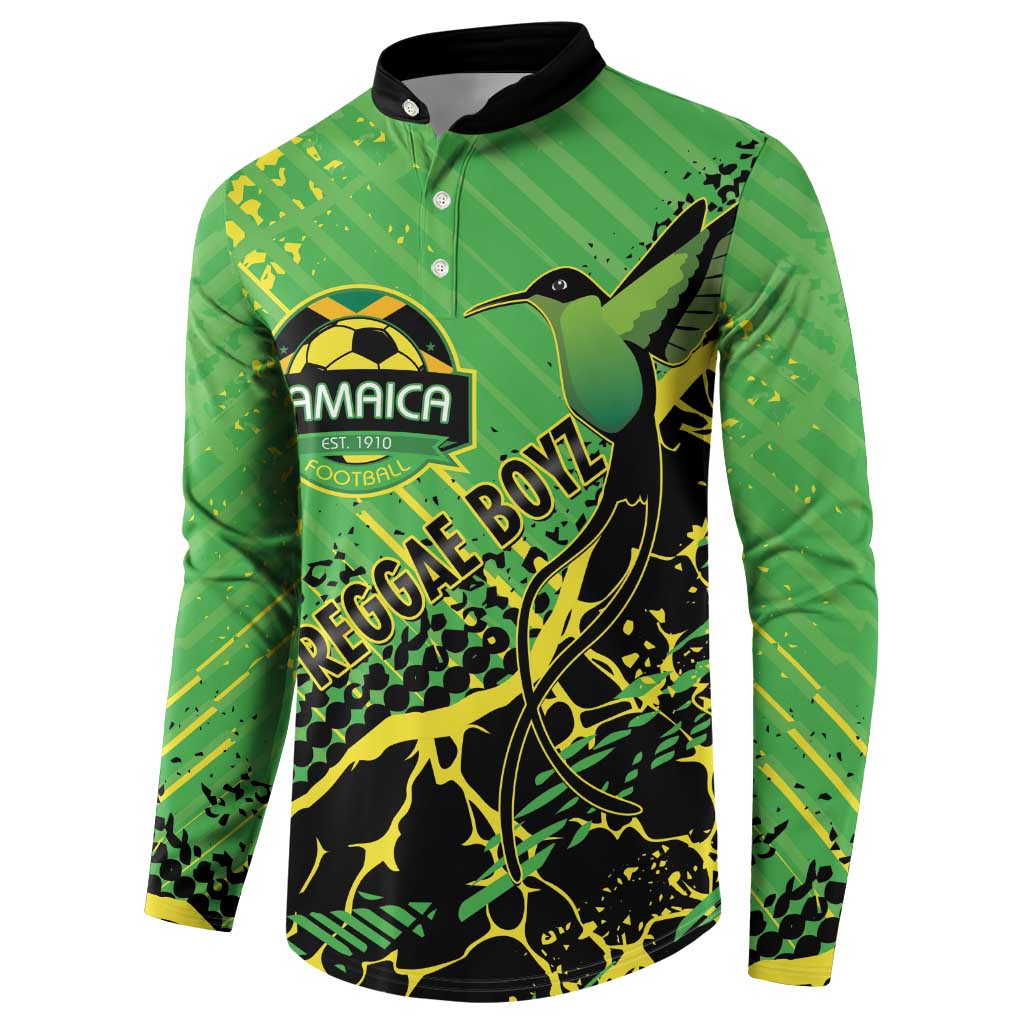 Custom Jamaica Football Button Sweatshirt Come On Reggae Boyz Red-billed streamertail - Wonder Print Shop