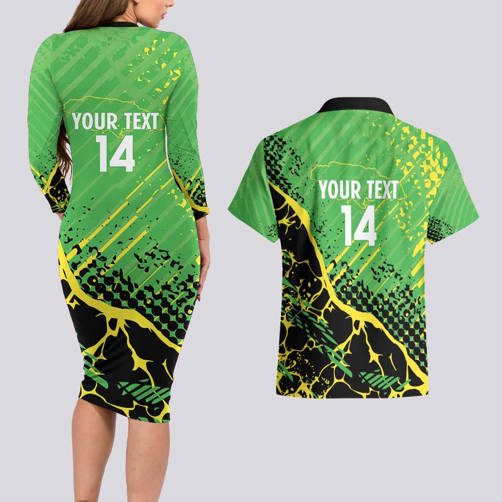 Custom Jamaica Football Couples Matching Long Sleeve Bodycon Dress and Hawaiian Shirt Come On Reggae Boyz Red-billed streamertail - Wonder Print Shop