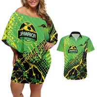 Custom Jamaica Football Couples Matching Off Shoulder Short Dress and Hawaiian Shirt Come On Reggae Boyz Red-billed streamertail - Wonder Print Shop