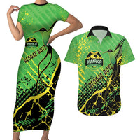 Custom Jamaica Football Couples Matching Short Sleeve Bodycon Dress and Hawaiian Shirt Come On Reggae Boyz Red-billed streamertail - Wonder Print Shop