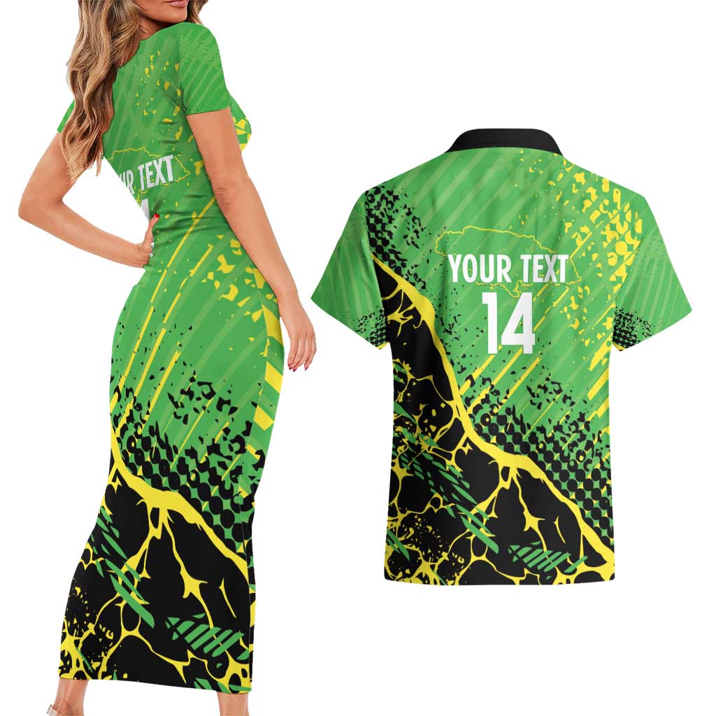 Custom Jamaica Football Couples Matching Short Sleeve Bodycon Dress and Hawaiian Shirt Come On Reggae Boyz Red-billed streamertail - Wonder Print Shop