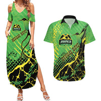Custom Jamaica Football Couples Matching Summer Maxi Dress and Hawaiian Shirt Come On Reggae Boyz Red-billed streamertail - Wonder Print Shop