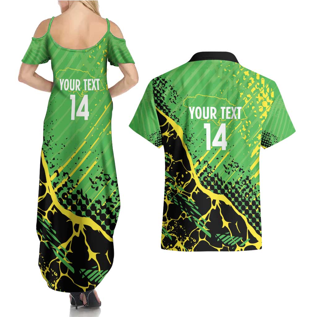 Custom Jamaica Football Couples Matching Summer Maxi Dress and Hawaiian Shirt Come On Reggae Boyz Red-billed streamertail - Wonder Print Shop