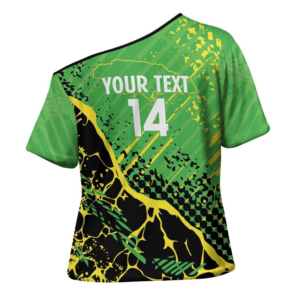 Custom Jamaica Football Cross Shoulder Shirt Come On Reggae Boyz Red-billed streamertail - Wonder Print Shop
