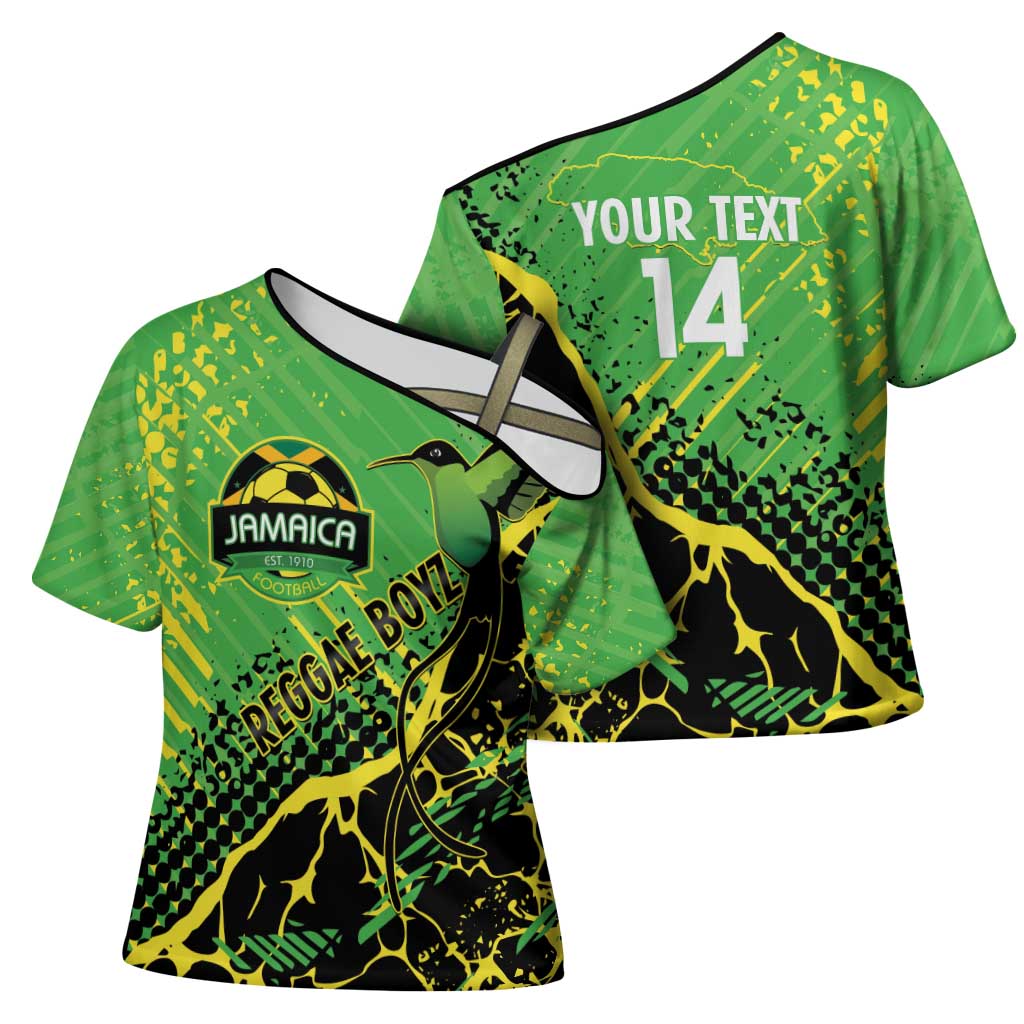 Custom Jamaica Football Cross Shoulder Shirt Come On Reggae Boyz Red-billed streamertail - Wonder Print Shop