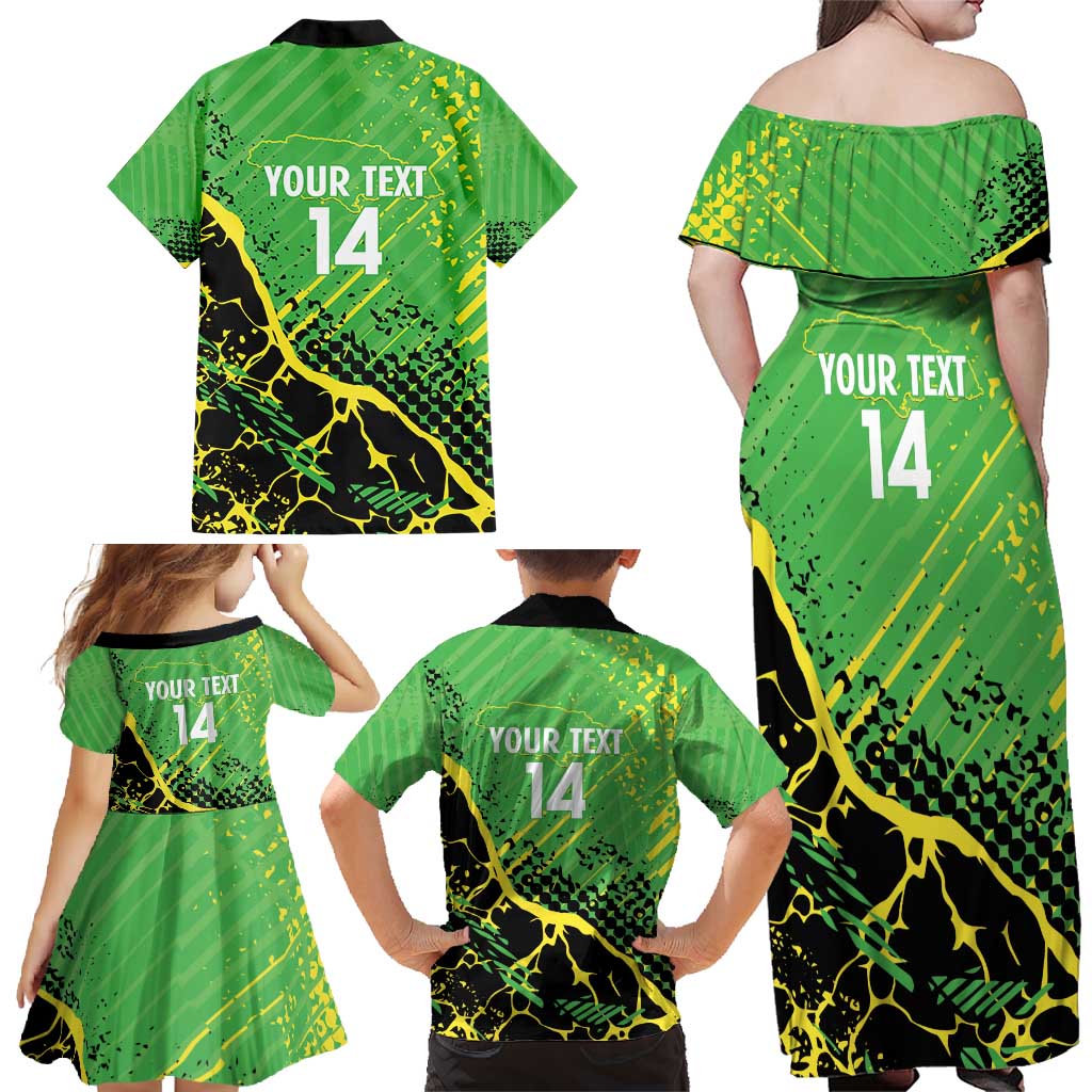 Custom Jamaica Football Family Matching Off Shoulder Maxi Dress and Hawaiian Shirt Come On Reggae Boyz Red-billed streamertail - Wonder Print Shop