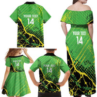 Custom Jamaica Football Family Matching Off Shoulder Maxi Dress and Hawaiian Shirt Come On Reggae Boyz Red-billed streamertail - Wonder Print Shop