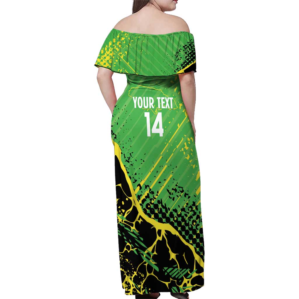 Custom Jamaica Football Family Matching Off Shoulder Maxi Dress and Hawaiian Shirt Come On Reggae Boyz Red-billed streamertail - Wonder Print Shop