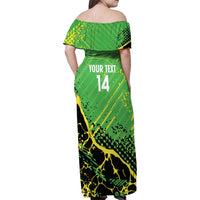 Custom Jamaica Football Family Matching Off Shoulder Maxi Dress and Hawaiian Shirt Come On Reggae Boyz Red-billed streamertail - Wonder Print Shop