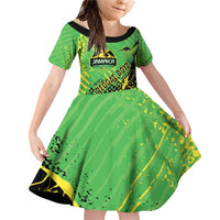 Custom Jamaica Football Family Matching Off Shoulder Short Dress and Hawaiian Shirt Come On Reggae Boyz Red-billed streamertail - Wonder Print Shop