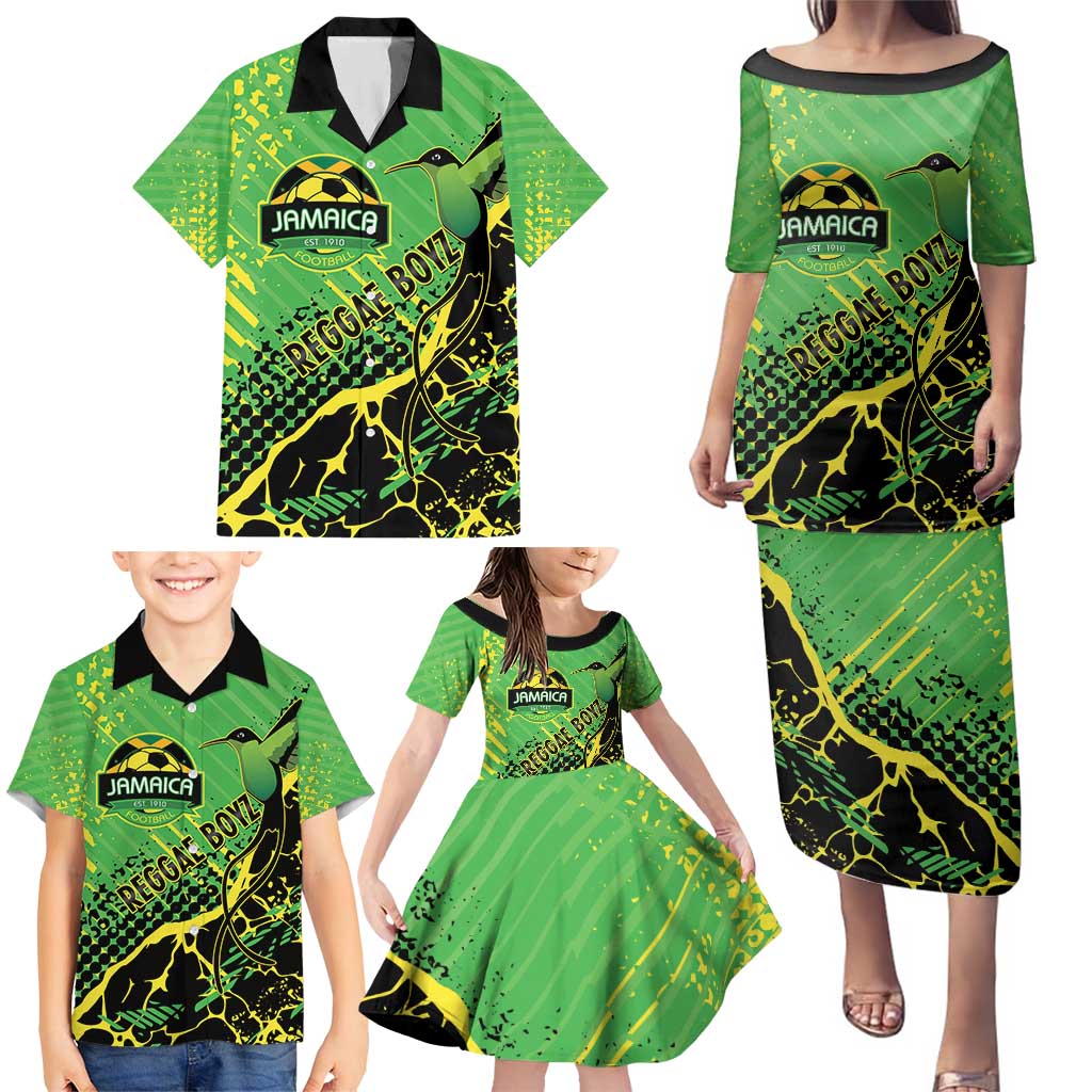 Custom Jamaica Football Family Matching Puletasi and Hawaiian Shirt Come On Reggae Boyz Red-billed streamertail - Wonder Print Shop