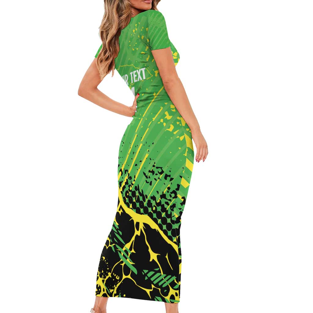Custom Jamaica Football Family Matching Short Sleeve Bodycon Dress and Hawaiian Shirt Come On Reggae Boyz Red-billed streamertail - Wonder Print Shop