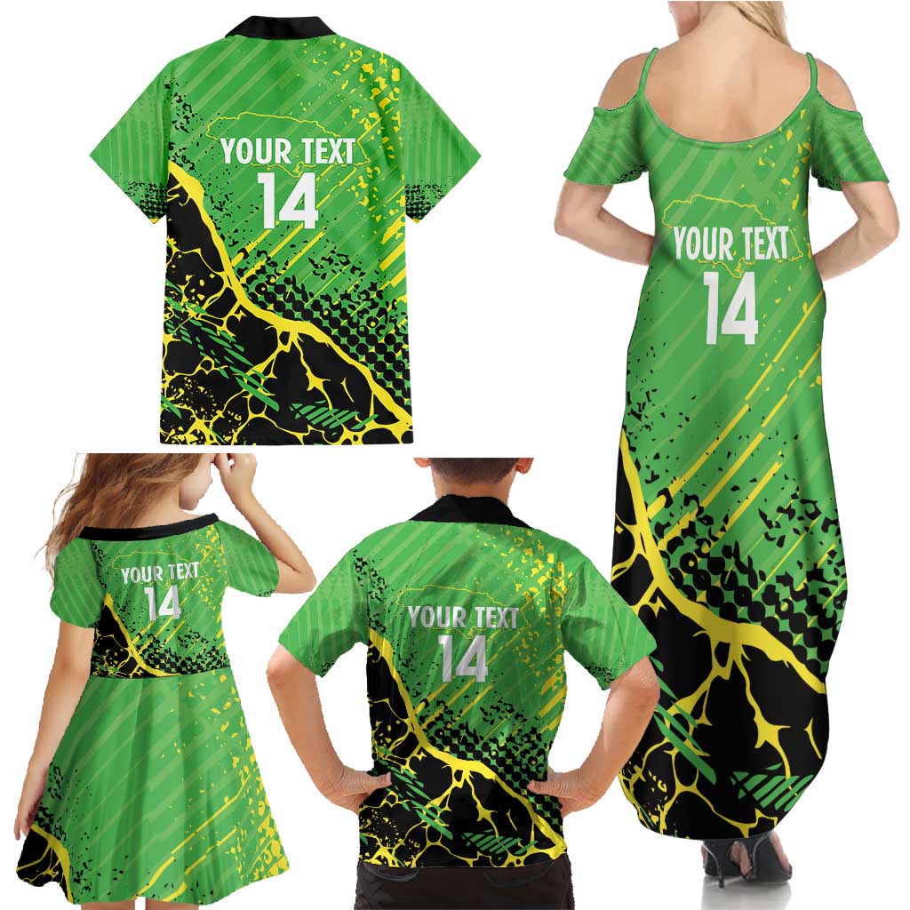 Custom Jamaica Football Family Matching Summer Maxi Dress and Hawaiian Shirt Come On Reggae Boyz Red-billed streamertail - Wonder Print Shop
