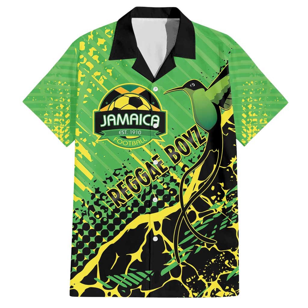 Custom Jamaica Football Hawaiian Shirt Come On Reggae Boyz Red-billed streamertail - Wonder Print Shop