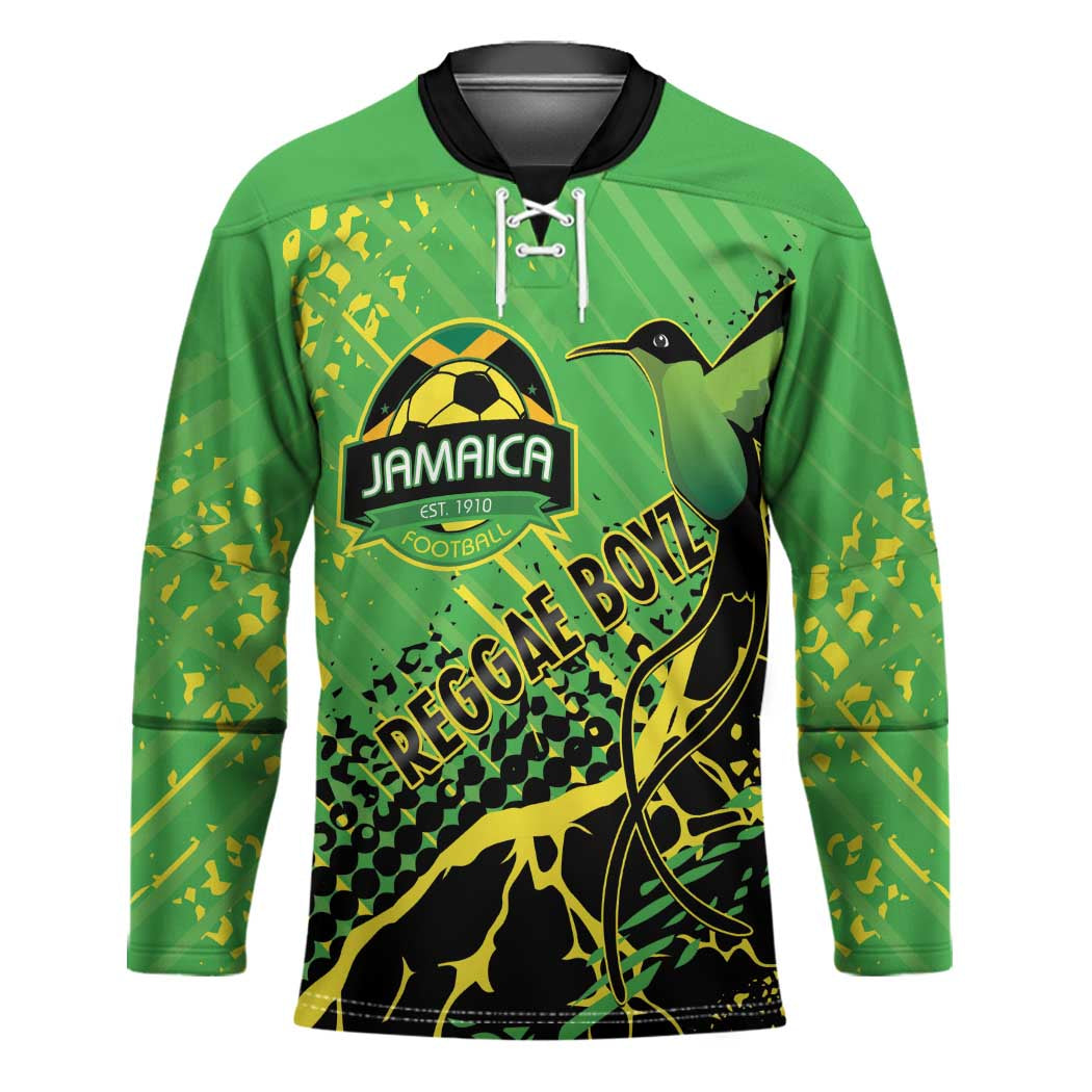 Custom Jamaica Football Hockey Jersey Come On Reggae Boyz Red-billed streamertail - Wonder Print Shop