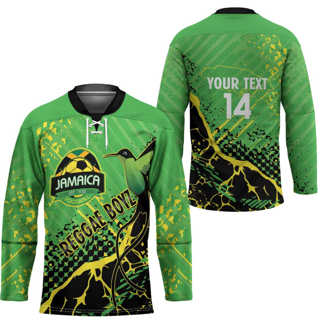 Custom Jamaica Football Hockey Jersey Come On Reggae Boyz Red-billed streamertail - Wonder Print Shop