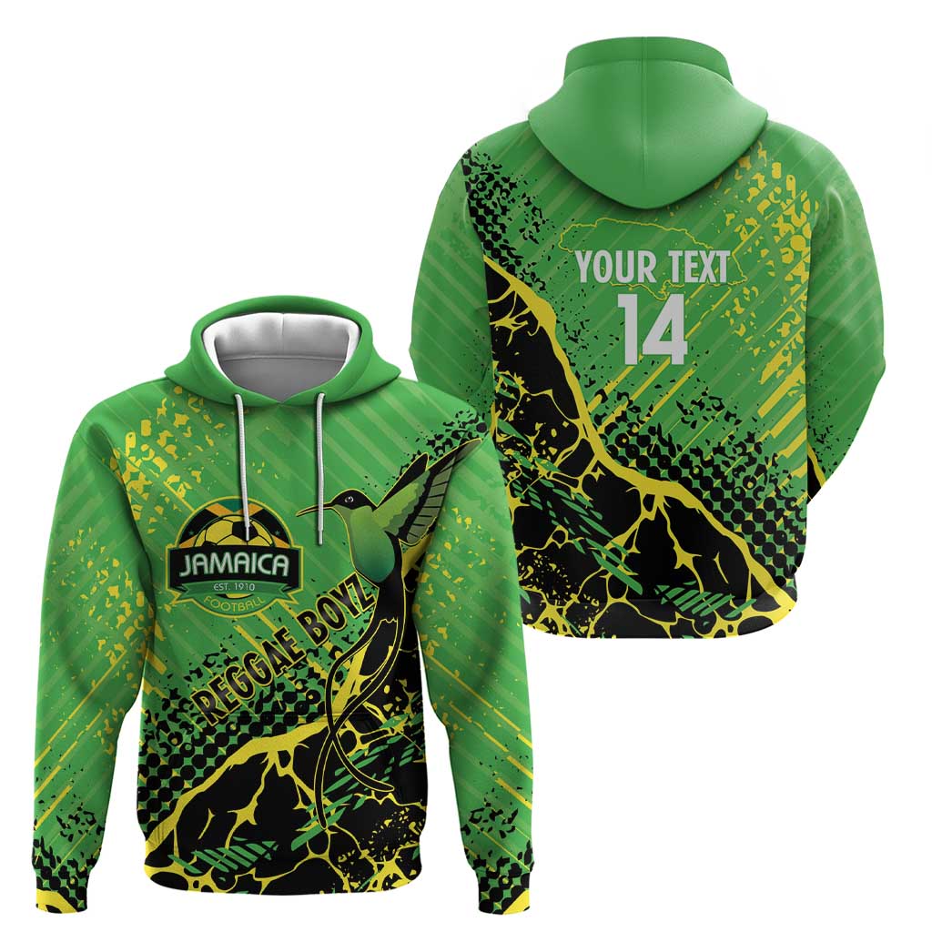Custom Jamaica Football Hoodie Come On Reggae Boyz Red-billed streamertail - Wonder Print Shop