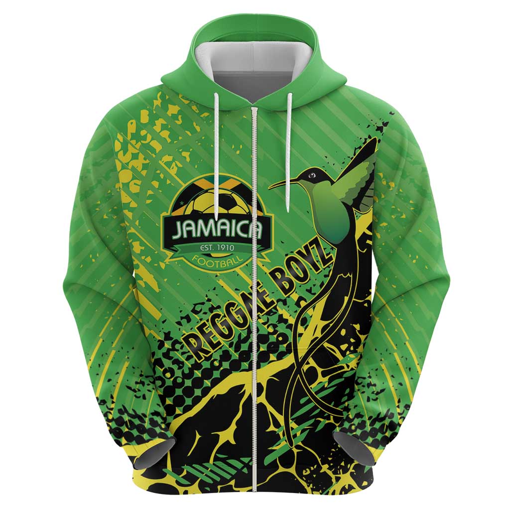 Custom Jamaica Football Hoodie Come On Reggae Boyz Red-billed streamertail - Wonder Print Shop