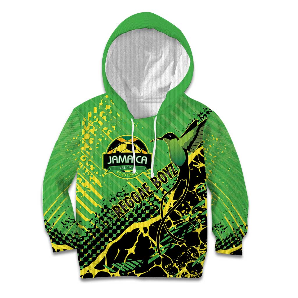 Custom Jamaica Football Kid Hoodie Come On Reggae Boyz Red-billed streamertail - Wonder Print Shop