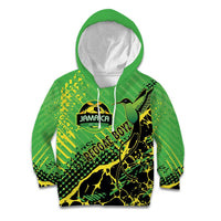 Custom Jamaica Football Kid Hoodie Come On Reggae Boyz Red-billed streamertail - Wonder Print Shop