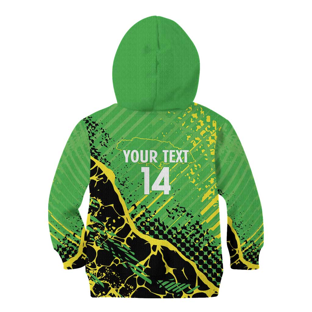 Custom Jamaica Football Kid Hoodie Come On Reggae Boyz Red-billed streamertail - Wonder Print Shop